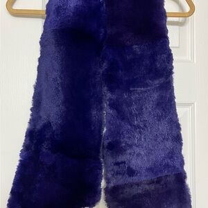 Real Rabbit Fur Scarf/Wrap with Silk lining in Deep Purple